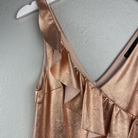 Zara Metallic Ruffle Mini Dress- Rose Gold - Picture 8 of 10